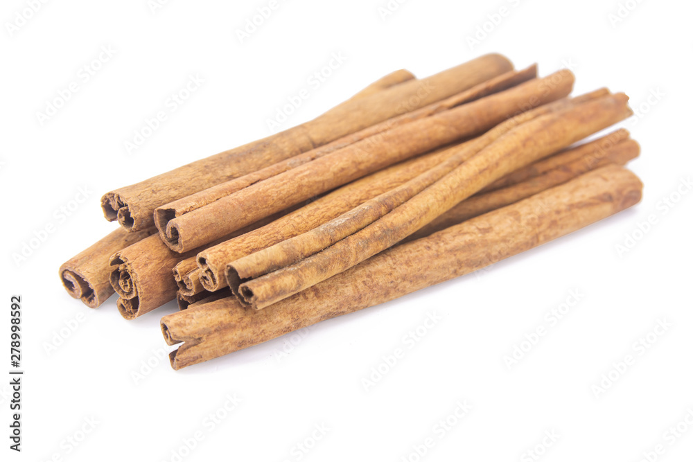 Cinnamon sticks isolated on white background with clipping path.