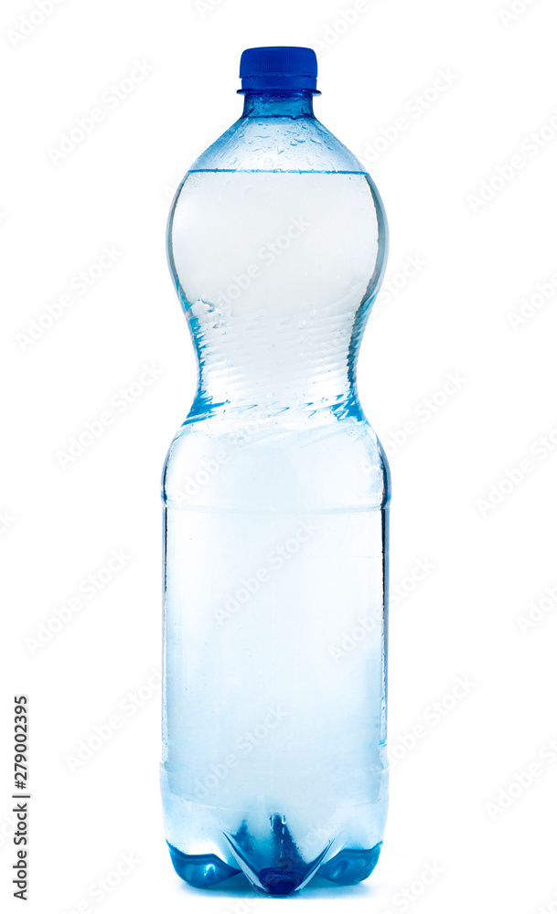 a small bottle of mineral water on a white background a small bottle of mineral water on a white background