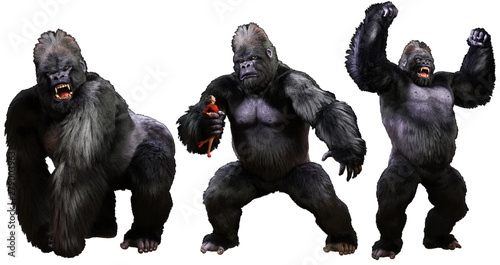 Photographie Giant monstrous gorilla 3D illustration