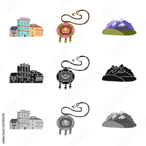 Vector illustration of culture and sightseeing logo. Collection of culture and originality vector icon for stock.
