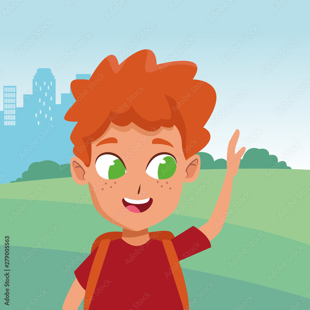 adorable cute young boy cartoon