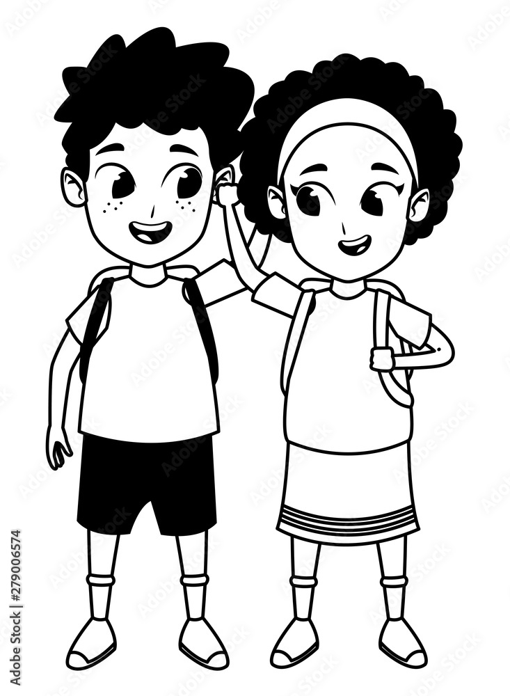 adorable cute children childhood cartoon in black and white adorable cute children childhood cartoon in black and white
