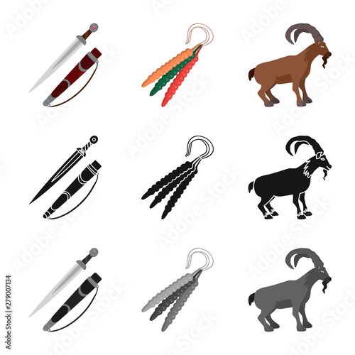 Isolated object of culture and sightseeing logo. Collection of culture and originality stock vector illustration.