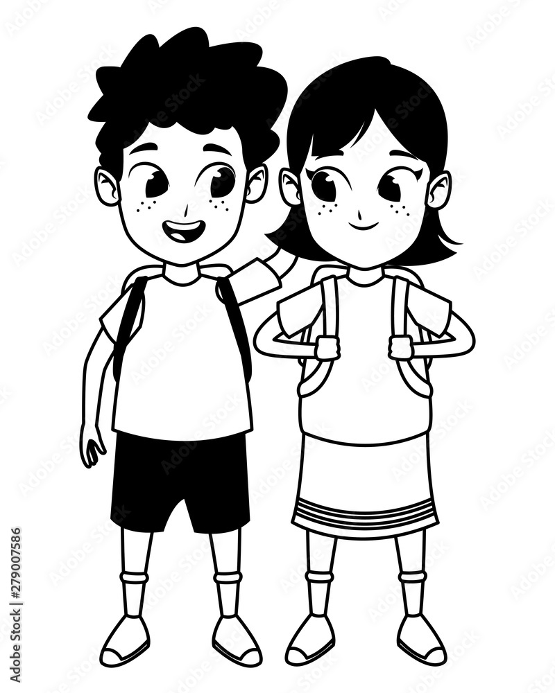 adorable cute children childhood cartoon in black and white adorable cute children childhood cartoon in black and white