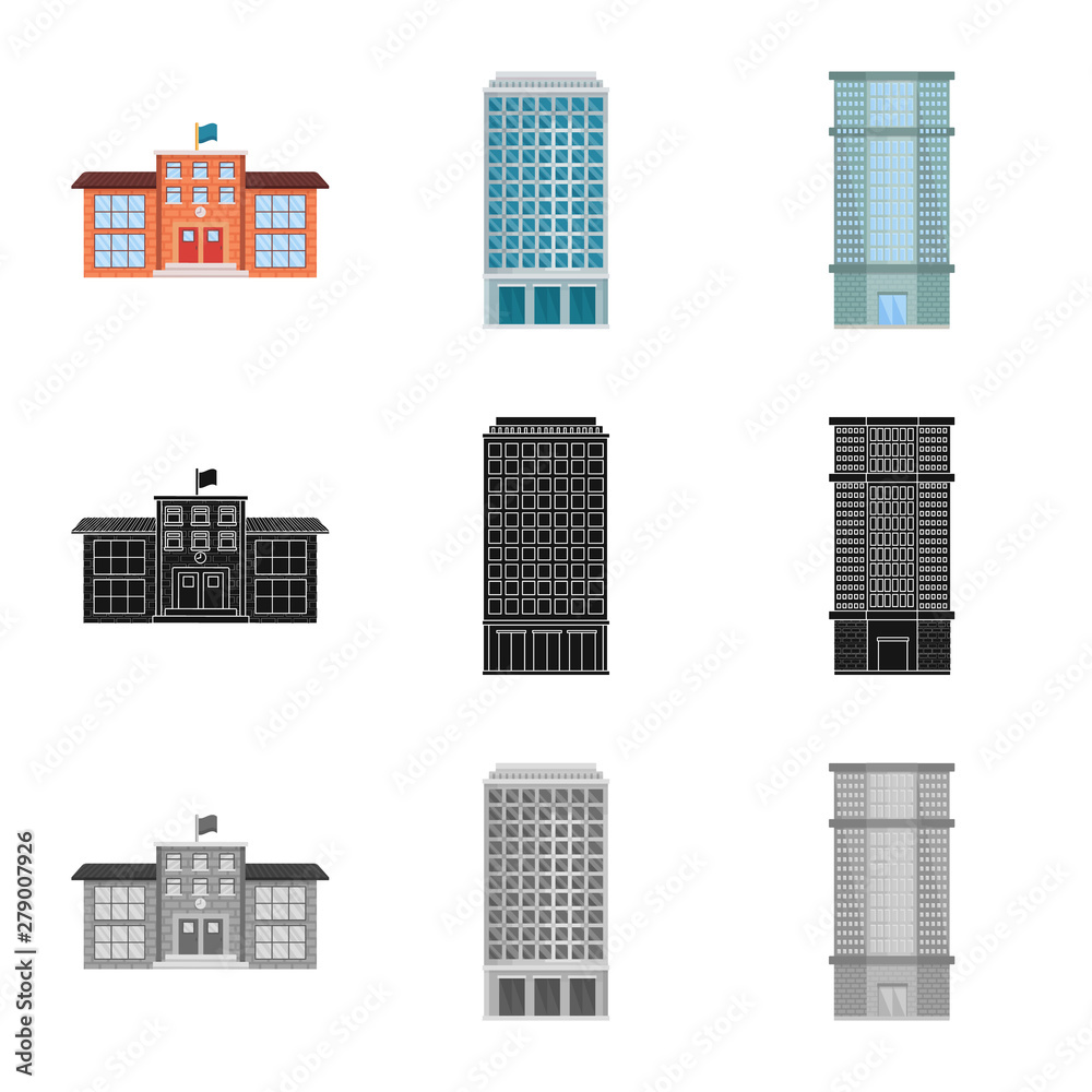 Fototapeta premium Vector illustration of municipal and center logo. Collection of municipal and estate vector icon for stock.