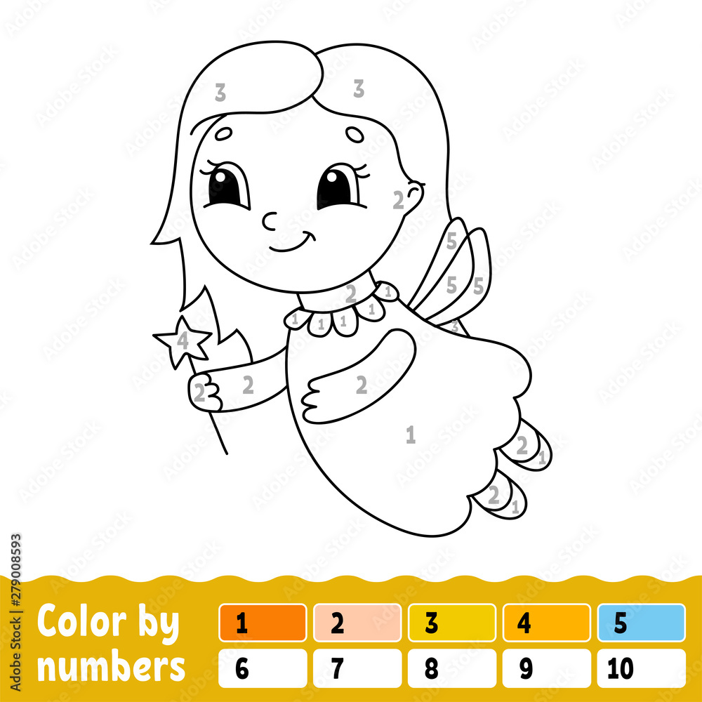 Color by numbers. Coloring book for kids. Cheerful character. Vector ...
