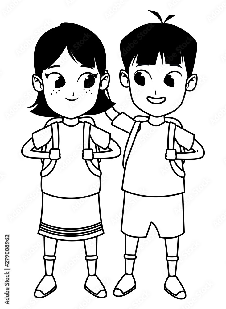 adorable cute children childhood cartoon in black and white adorable cute children childhood cartoon in black and white
