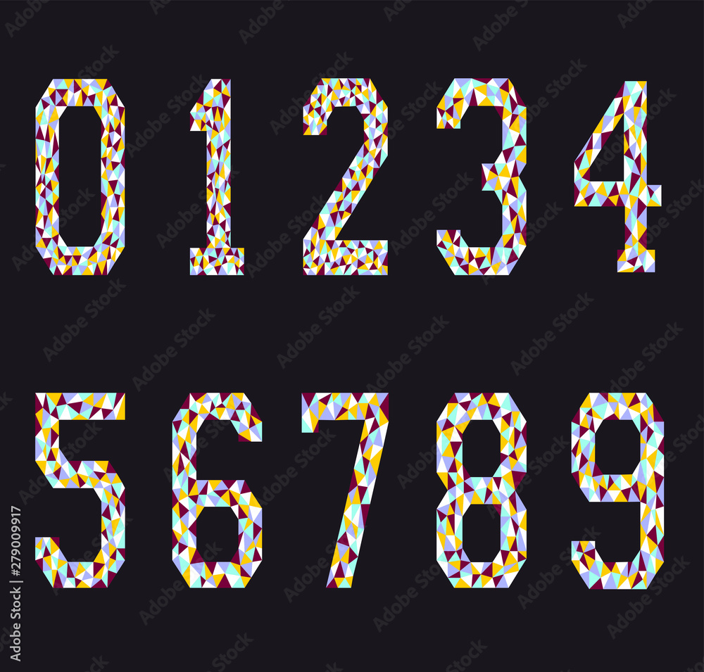 Table numbers polygon or mosaic colorful
