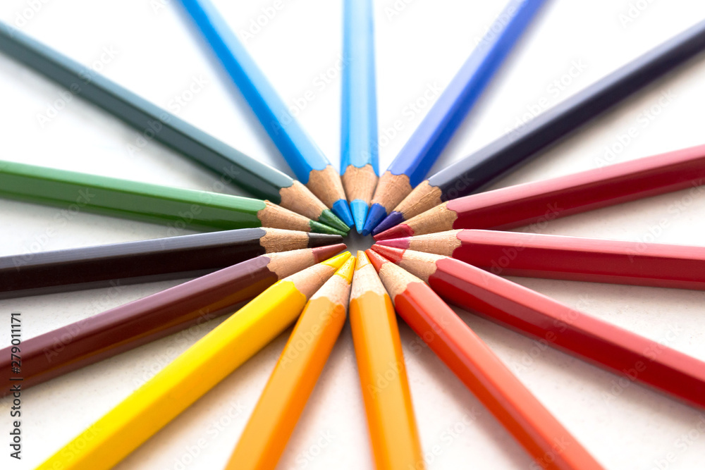 Figures with colored pencils on white background Figures with colored pencils on white background