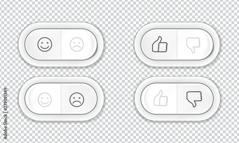 Set of buttons with smiles and like and dislike
