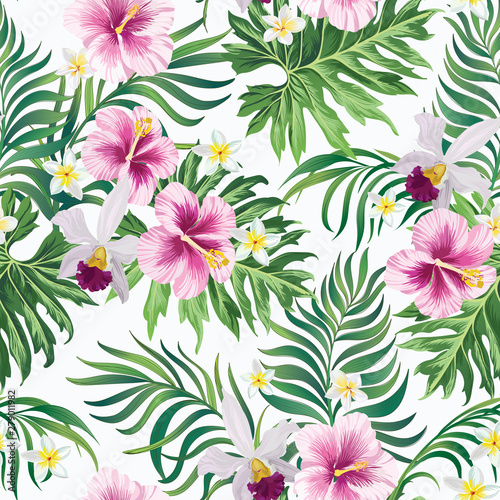   Trendy vector pattern in tropical style. Seamless botanical print for textile  print  fabric.
