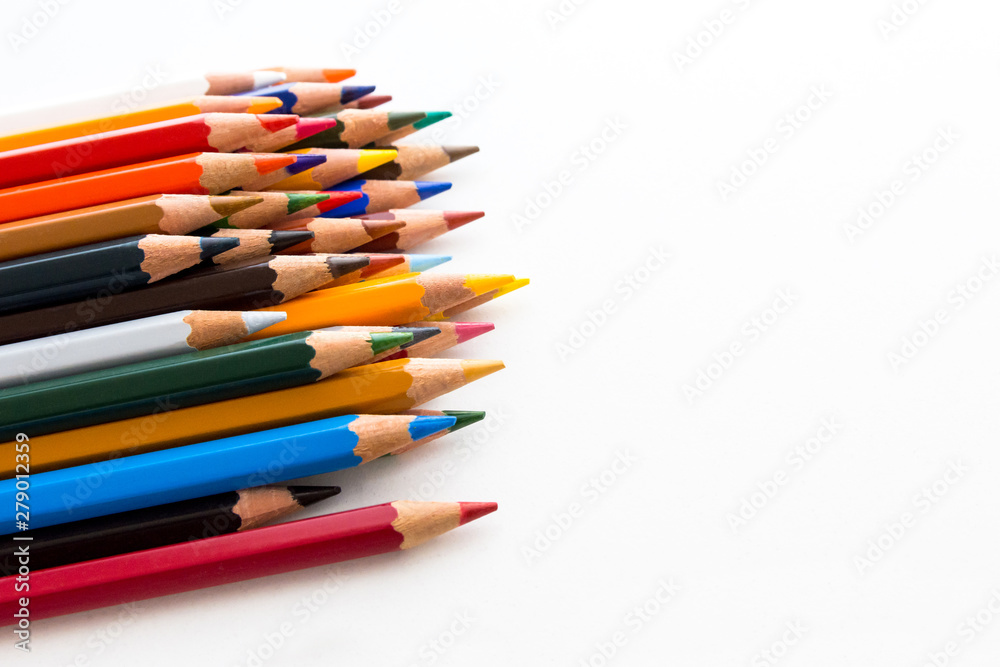 Figures with colored pencils on white background Figures with colored pencils on white background