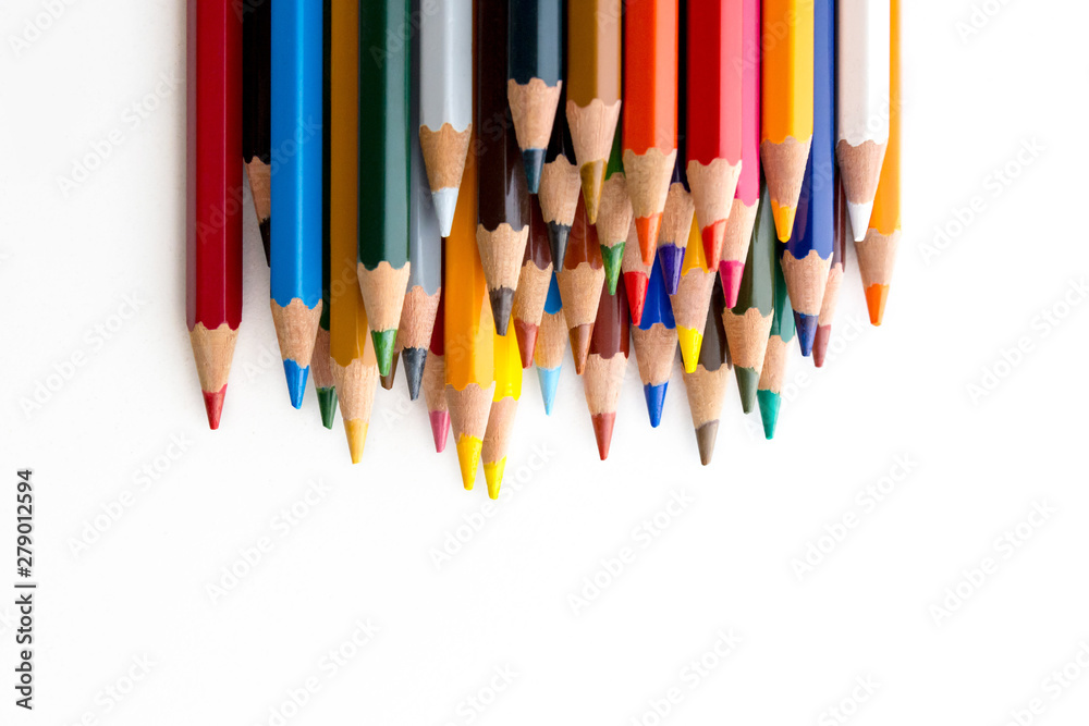 Figures with colored pencils on white background Figures with colored pencils on white background