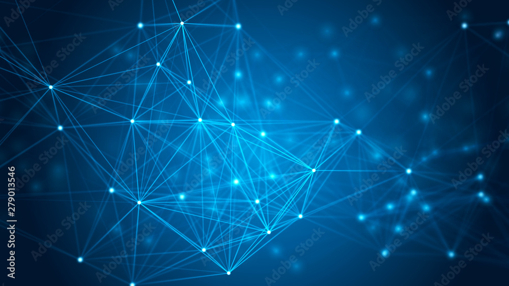 Fototapeta premium Abstract connection dots. Technology background. Network connection structure. Plexus effect. 3d