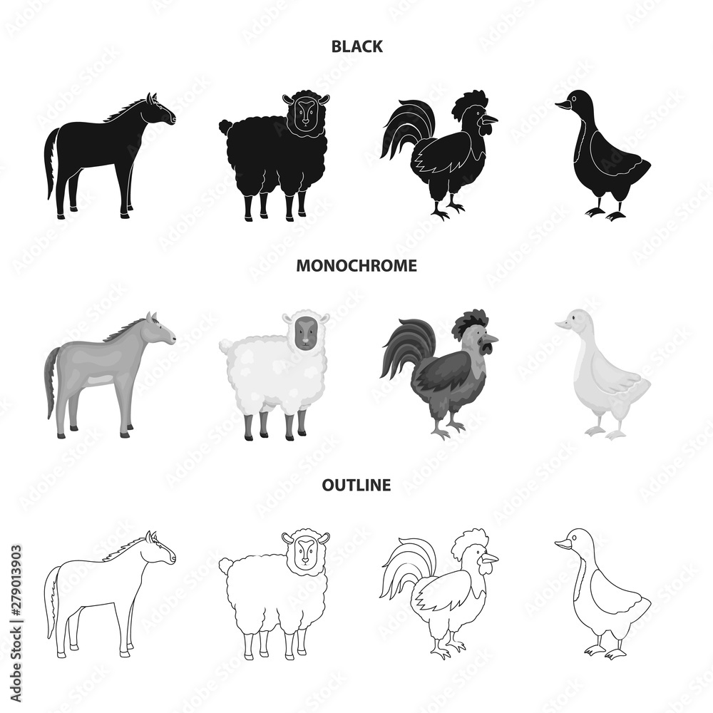 Vector design of breeding and kitchen icon. Set of breeding and organic stock symbol for web.