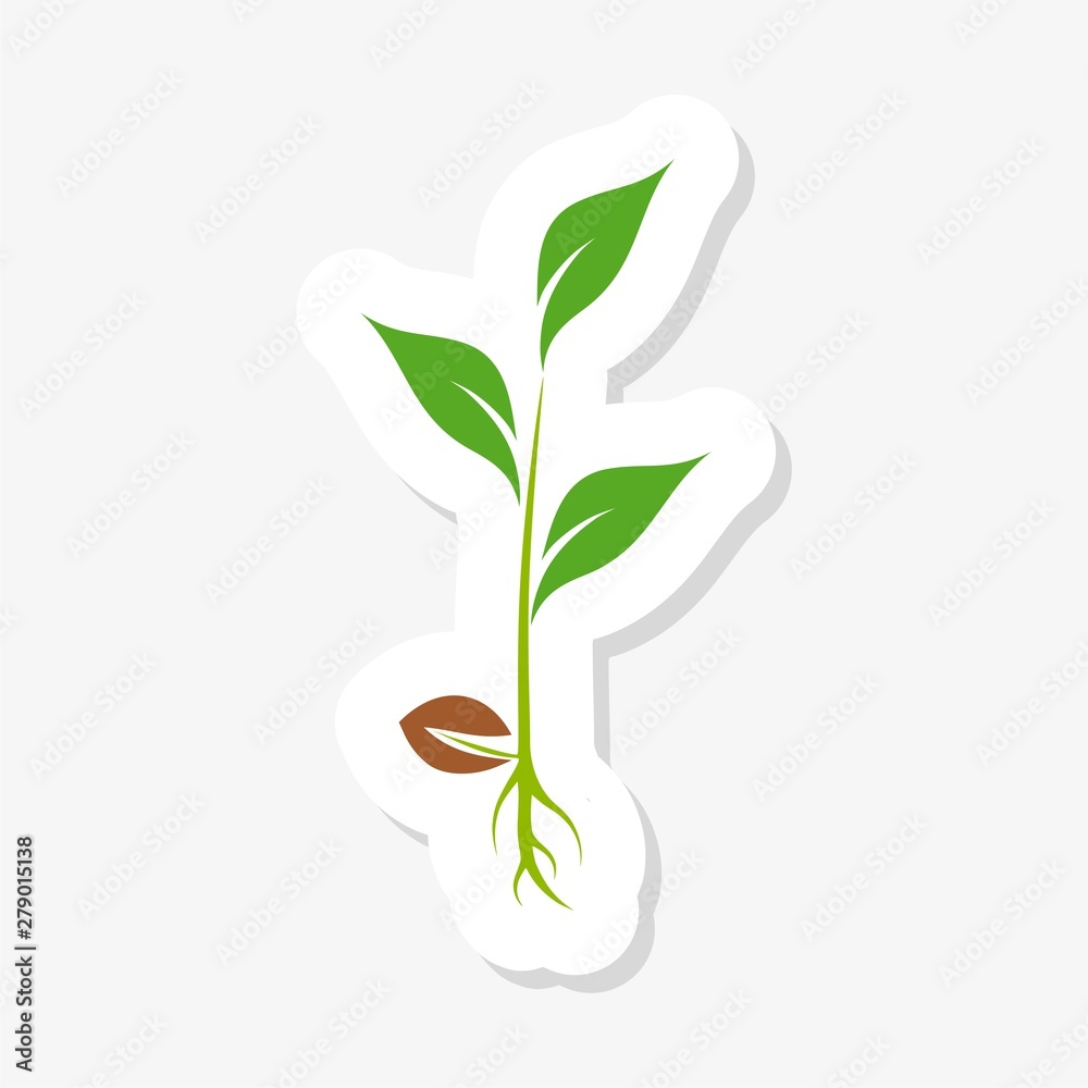 Fototapeta premium Plant sticker. Agriculture symbol