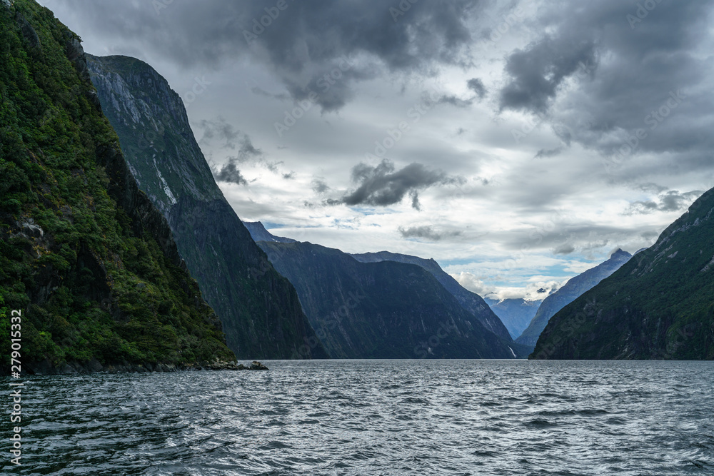 steep coast in the mountains at milford sound, fjordland, new zealand 49