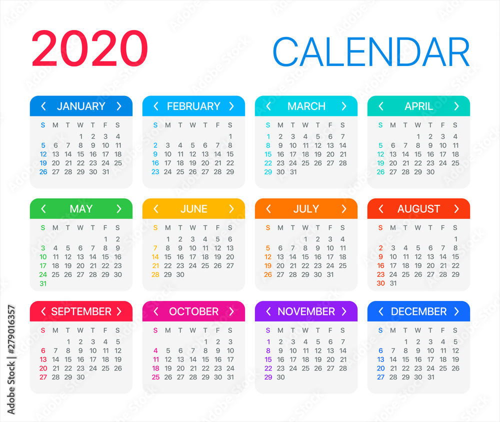 2020 Calendar - vector illustration 2020 Calendar - vector illustration