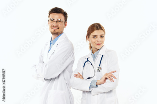 portrait of two young doctors