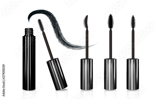 Mascara eyeliner and brush stroke vector, beauty and cosmetic background. Vector illustration