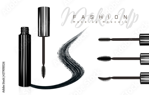 Mascara eyeliner and brush stroke vector, beauty and cosmetic background. Vector illustration