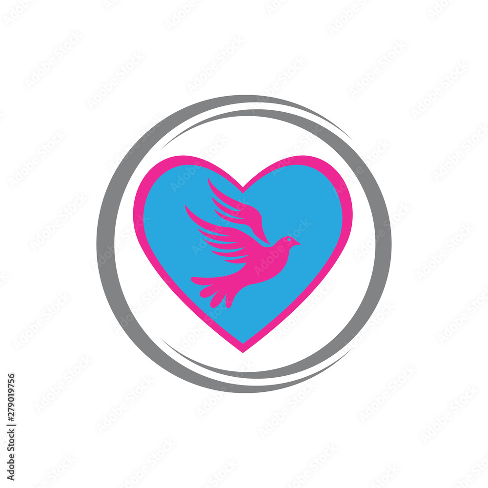 Bird Dove Love Logo Template Vector