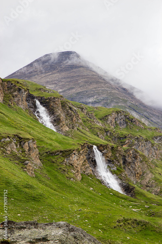 High mountains waterfall at Grossglockner High Alpine Road  Austria