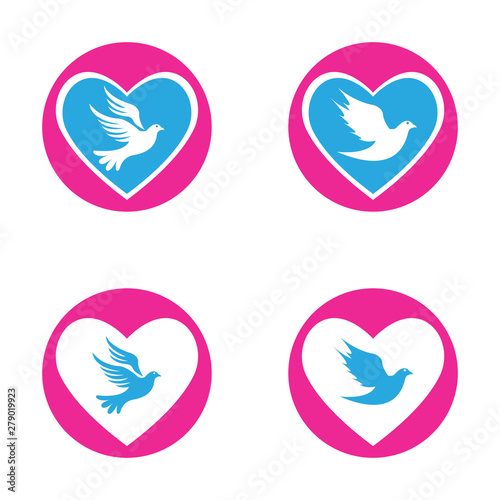 Bird Dove Love Logo Template Vector