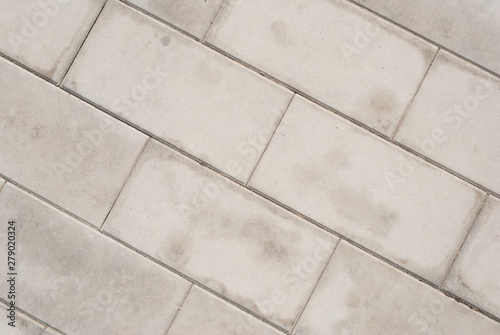 Brick pavement tile, top view. Light sidewalk, pavement texture