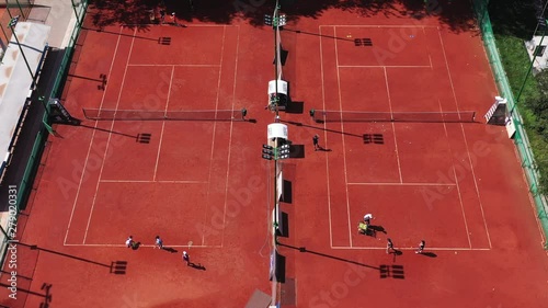 Tennis court, training young athletes.