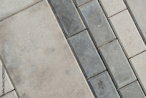 Brick pavement tile, top view. Light sidewalk, pavement texture