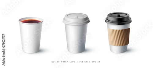 Isolated realistic vector mockup cup for coffee or tea. A set of mockup. Vector illustration