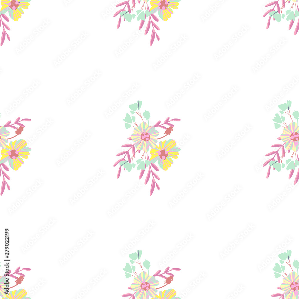 Minimalist flowers design. Seamless leaf pattern. Vector ditsy print illustration. Minimalist flowers design. Seamless leaf pattern. Vector ditsy print illustration.