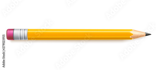 Vector realistic pencil with eraser drawing tool photo