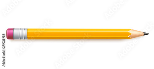 Vector realistic pencil with eraser drawing tool