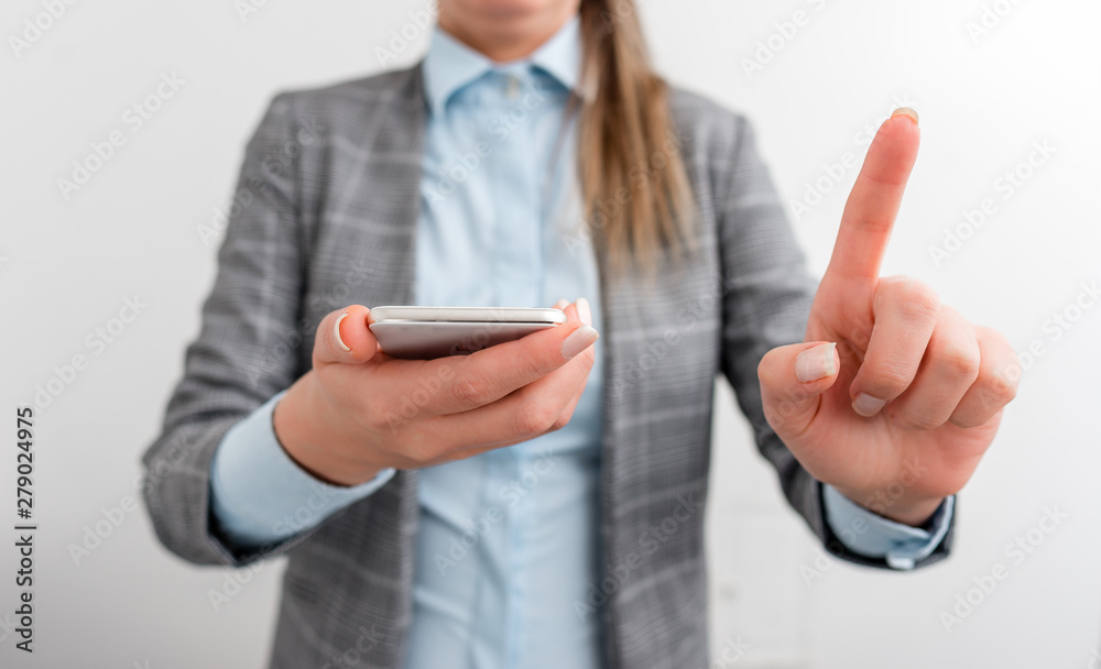 Business concept with mobile phone and business woman. Business concept with mobile phone and business woman.