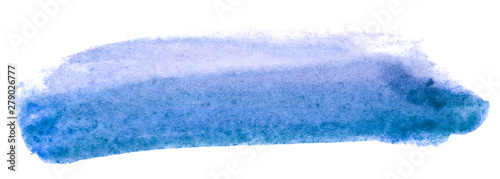 Watercolor light blue with white stain paint. on white background isolated paint texture on textured paper. freehand brush stroke