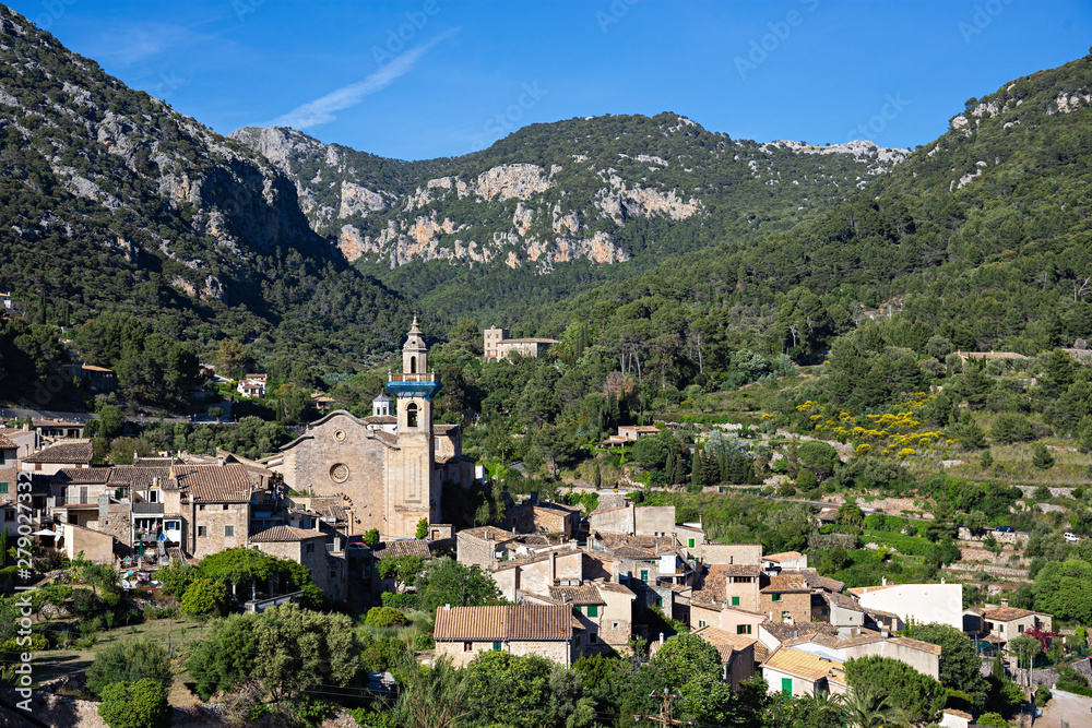 General view of the old town of Valldemossa in the mountains of the Tramuntana, Majorca