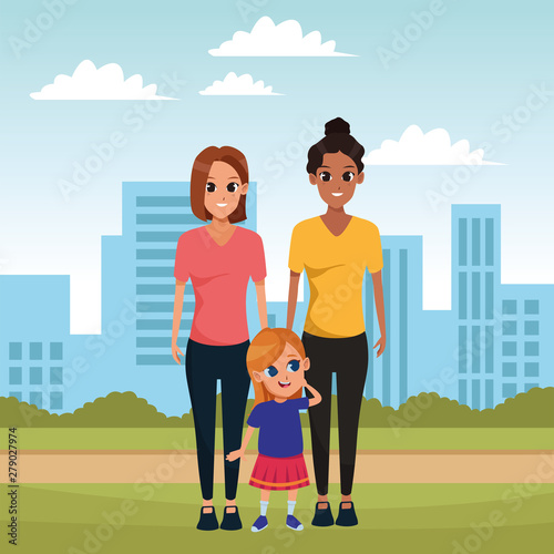 Family parents and childrens cartoons