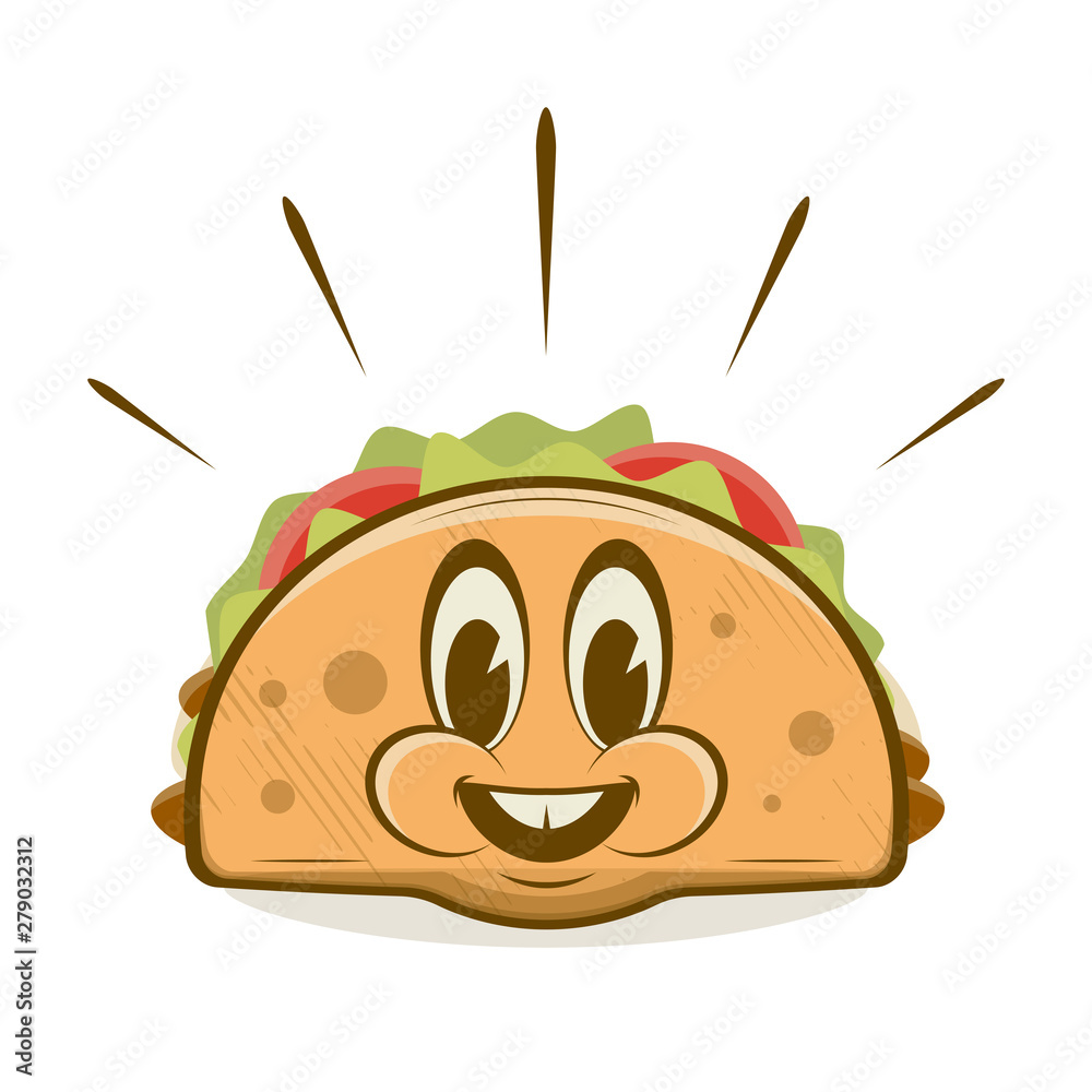 funny taco cartoon illustration in retro style funny taco cartoon illustration in retro style