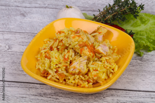 Traditional Pilaf with chicken and carrot