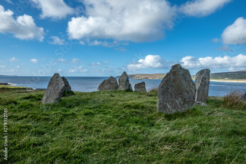 Dooncarton Stone Circle overlooking Broadhaven Bay, County Mayo, Ireland