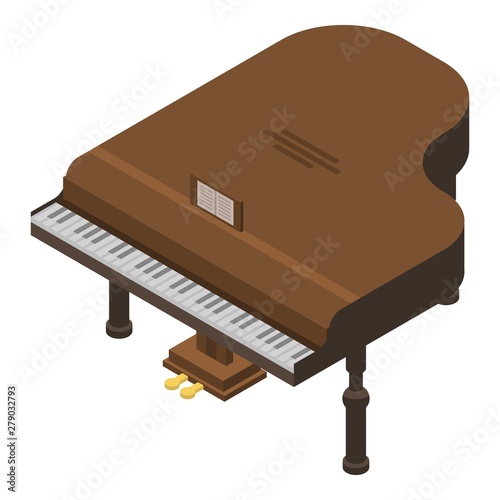 Brown grand piano icon. Isometric of brown grand piano vector icon for web design isolated on white background