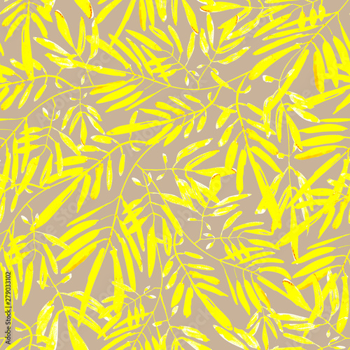 Seamless watercolor pattern with autumn leaves and twigs. Watercolor Botanical background. Background for textile, paper and other print and web projects. © Vita Daneva