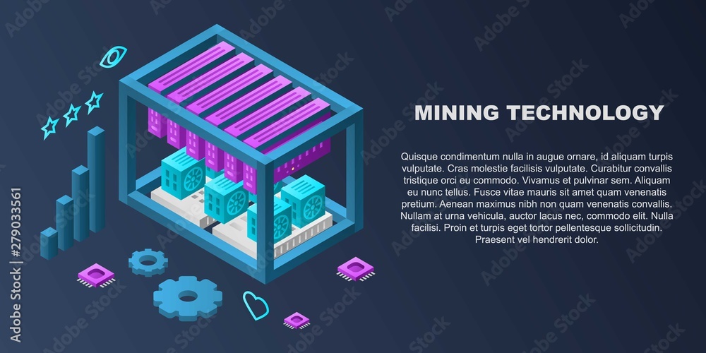 Mining technology concept banner. Isometric illustration of mining technology vector concept banner for web design Mining technology concept banner. Isometric illustration of mining technology vector concept banner for web design