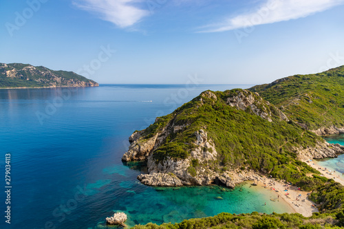 Porto Timoni is an amazing beautiful double beach in Corfu, Greece © umike_foto