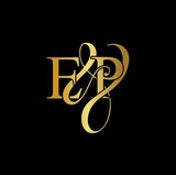 E & P / EP logo initial vector mark. Initial letter E & P EP luxury art vector mark logo, gold color on black background.