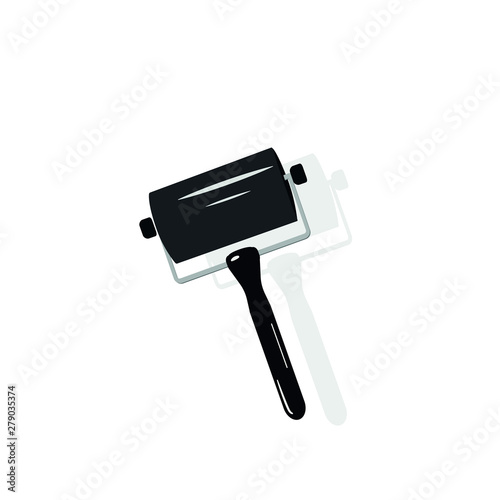 Printmaking roller tool. Isolated vector illustration