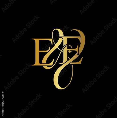 E & E / EE logo initial vector mark. Initial letter E & E EE luxury art vector mark logo, gold color on black background.