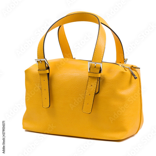 yellow hand bag isolated on white background